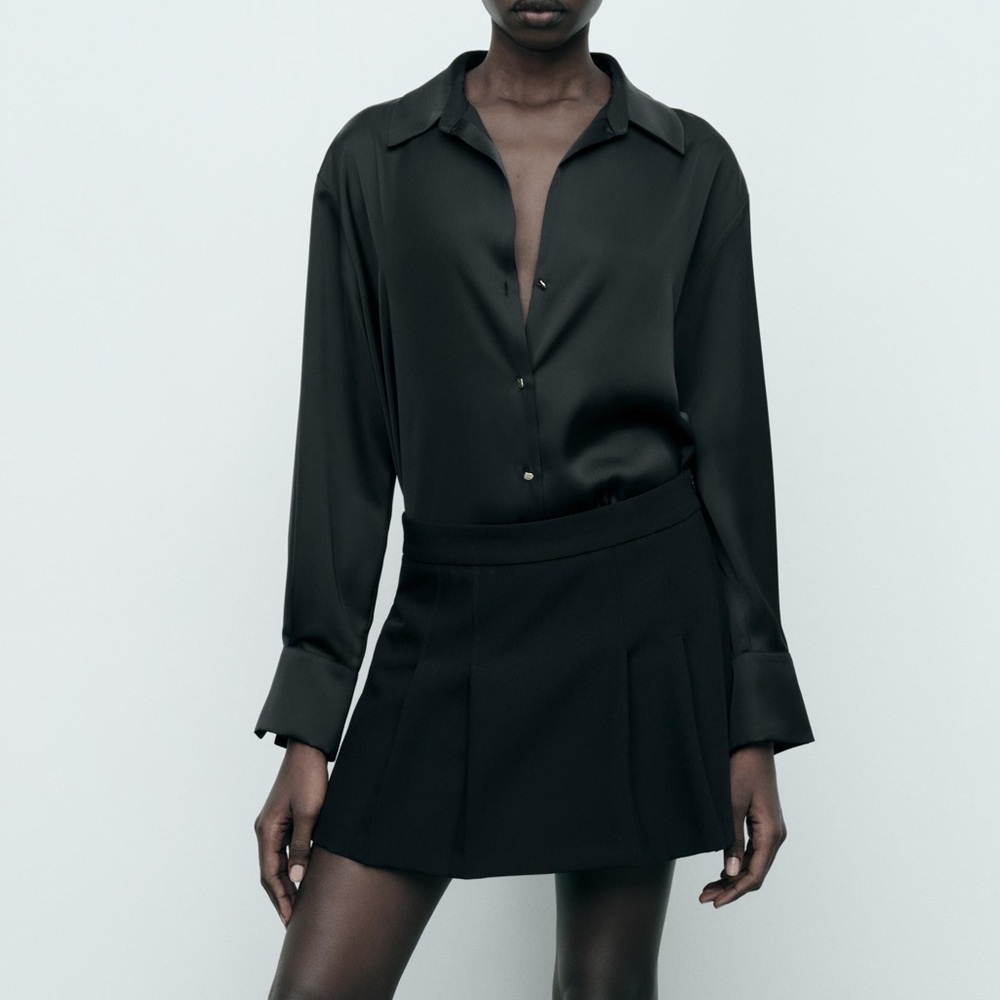 Zara Satin Effect Basic Shirt - Picture 2 of 6